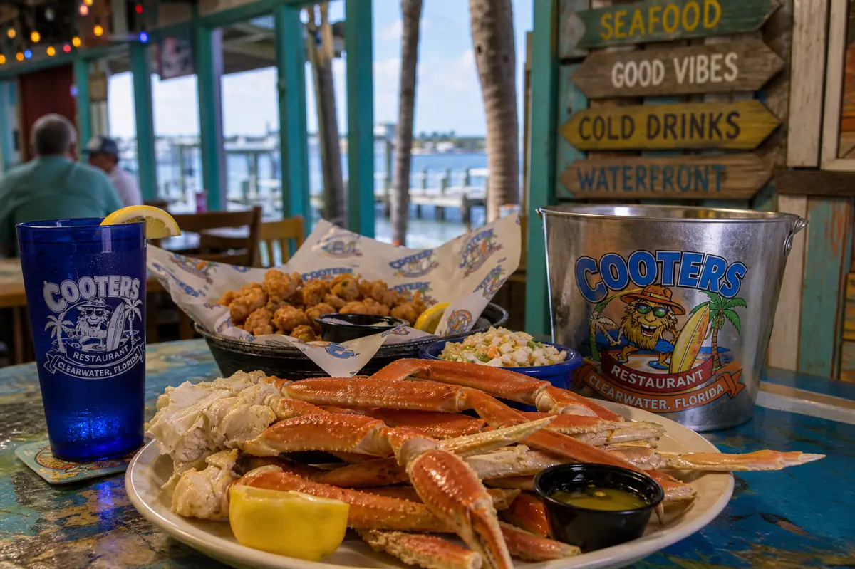 Photoreal casual seafood shack scene representing Cooters Restaurant in Clearwater
