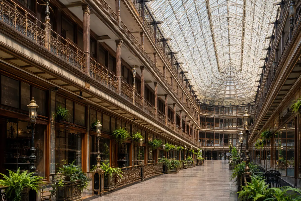 Photoreal view of Cleveland Arcade and East 4th Street in Cleveland