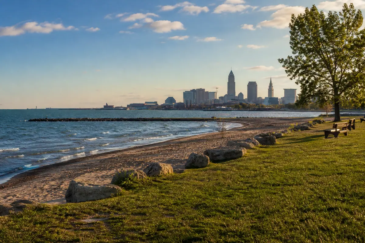 Photoreal view of Edgewater Park and Lake Erie Shore in Cleveland