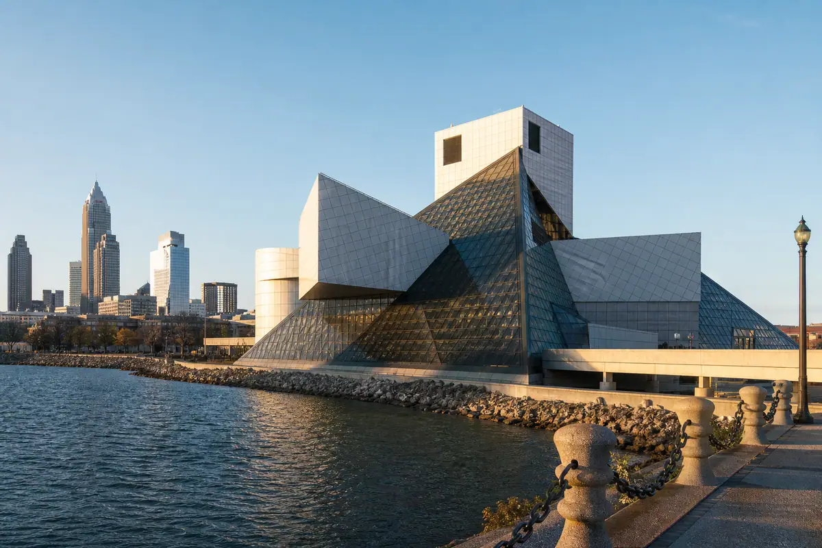 Photoreal view of Rock and Roll Hall of Fame in Cleveland