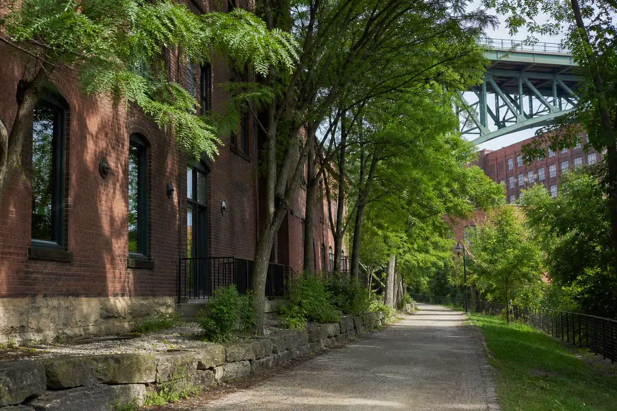 Photoreal view of Tremont and the Towpath Trail in Cleveland