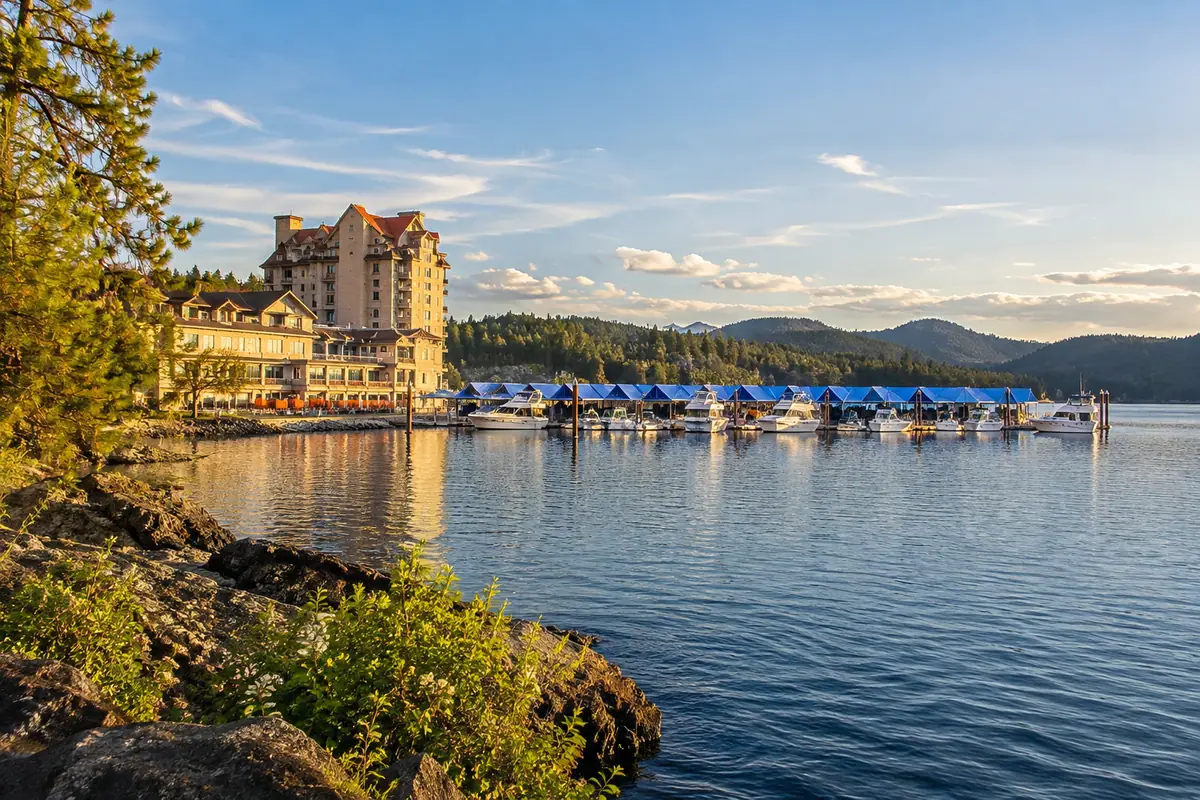 Photoreal editorial view of The Coeur d’Alene Resort in Coeur d’Alene