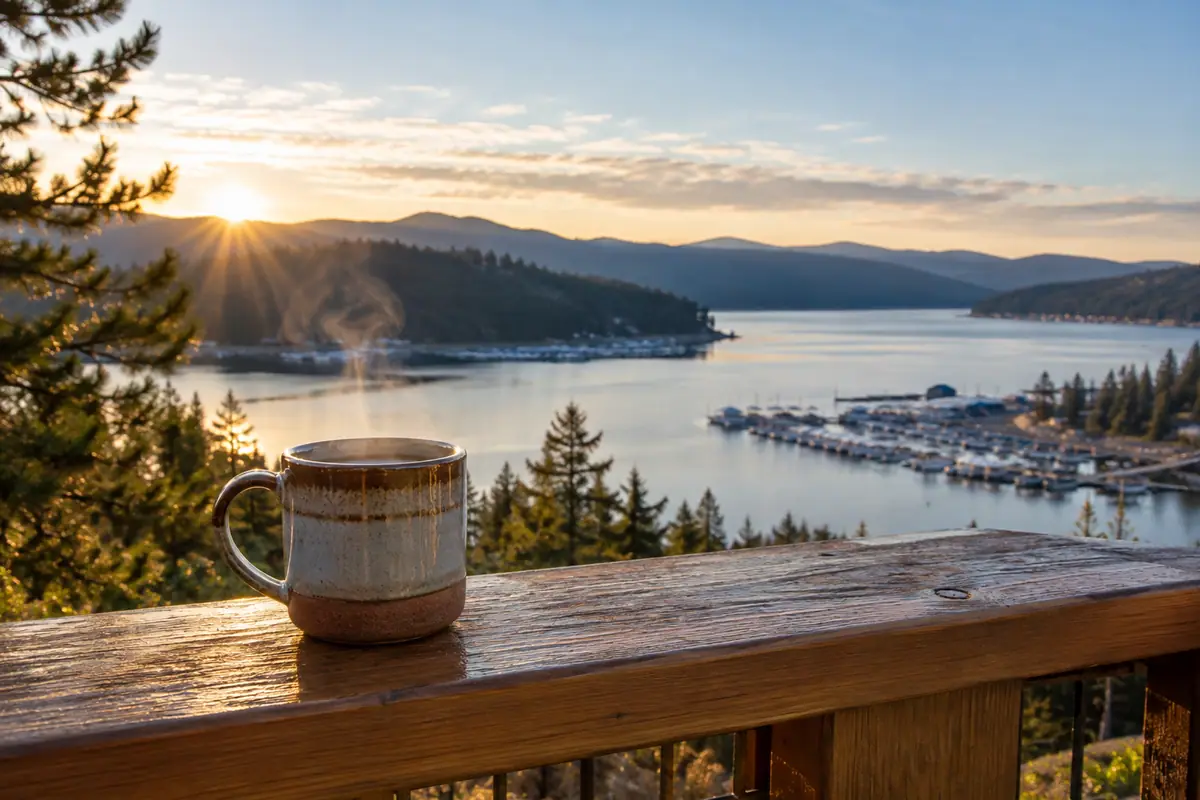 Photoreal editorial view of Coeur d’Alene Coffee Company in Coeur d’Alene