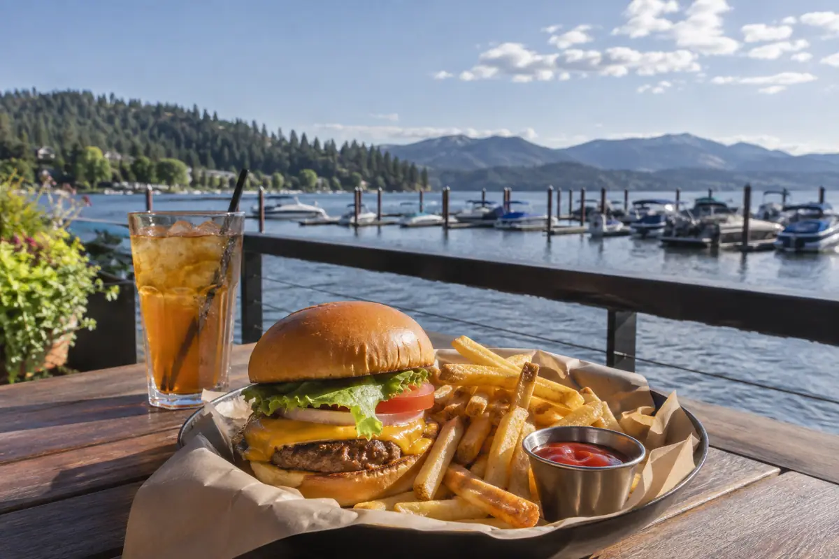 Photoreal editorial view of Hudson’s Hamburgers in Coeur d’Alene