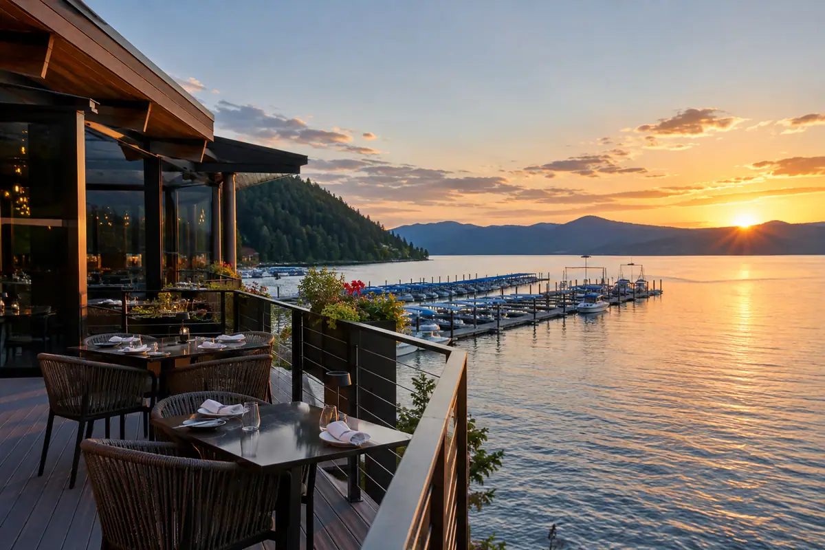 Photoreal editorial view of Tony’s on the Lake in Coeur d’Alene