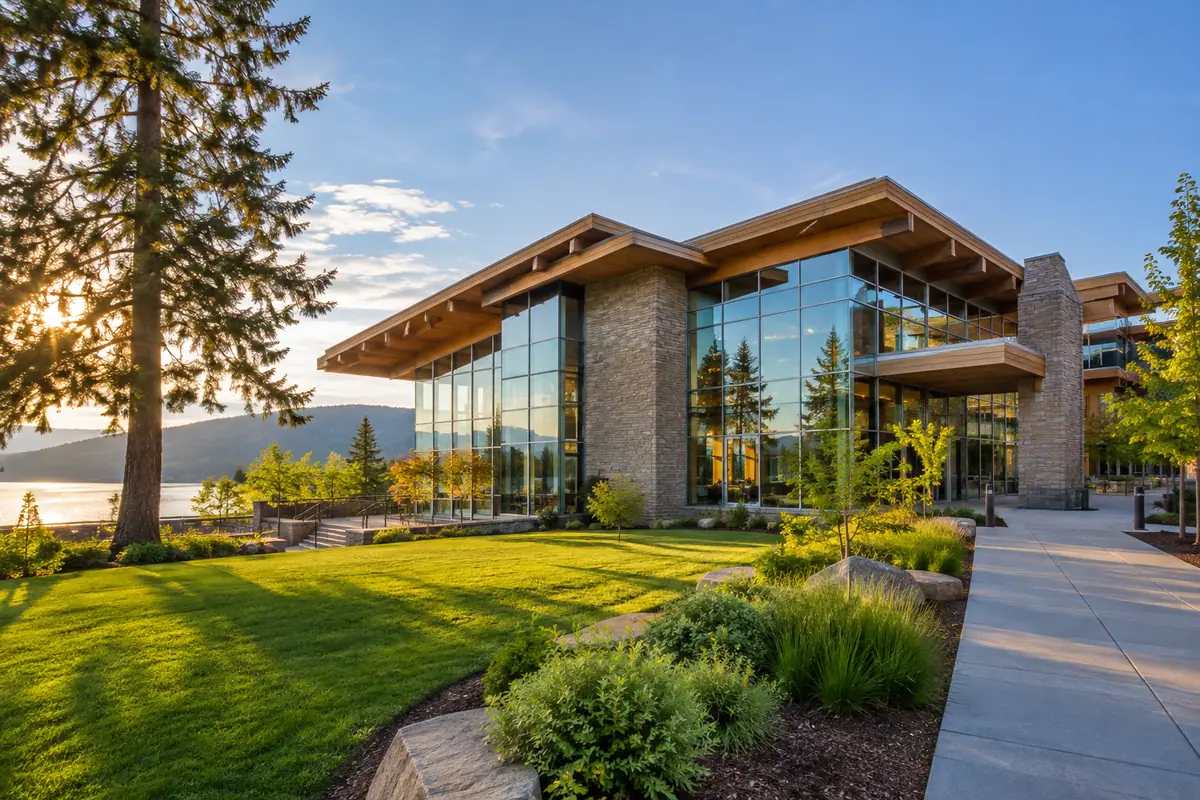 Photoreal editorial view of Coeur d’Alene Public Library in Coeur d’Alene