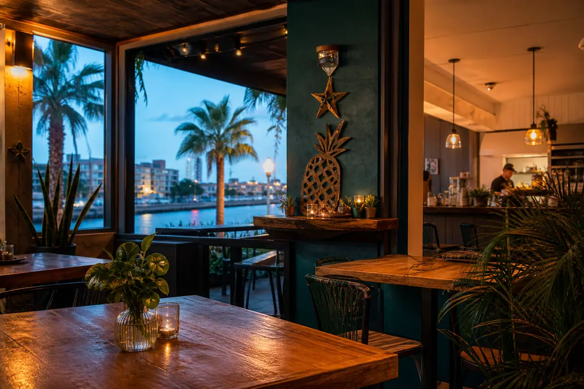 Photoreal travel-editorial view of Dancing Avocado Kitchen in Daytona Beach, Florida