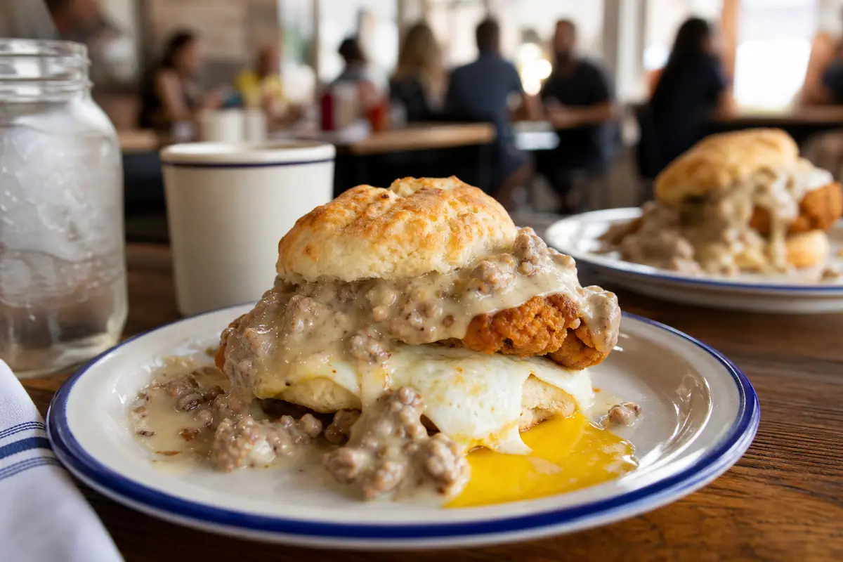 Photoreal dining scene representing Denver Biscuit Company in Denver