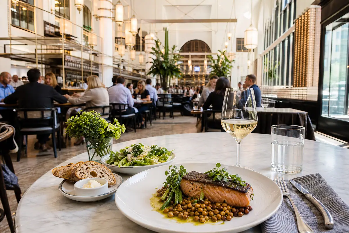Photoreal dining scene representing Mercantile Dining and Provision in Denver