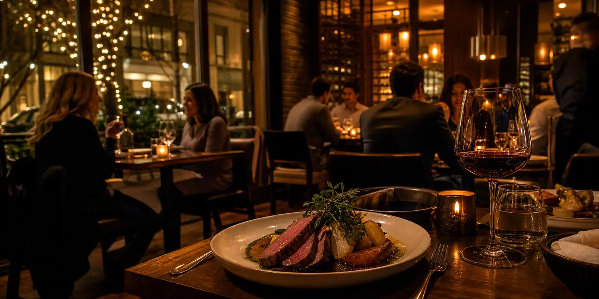Photoreal dining scene representing Rioja in Denver
