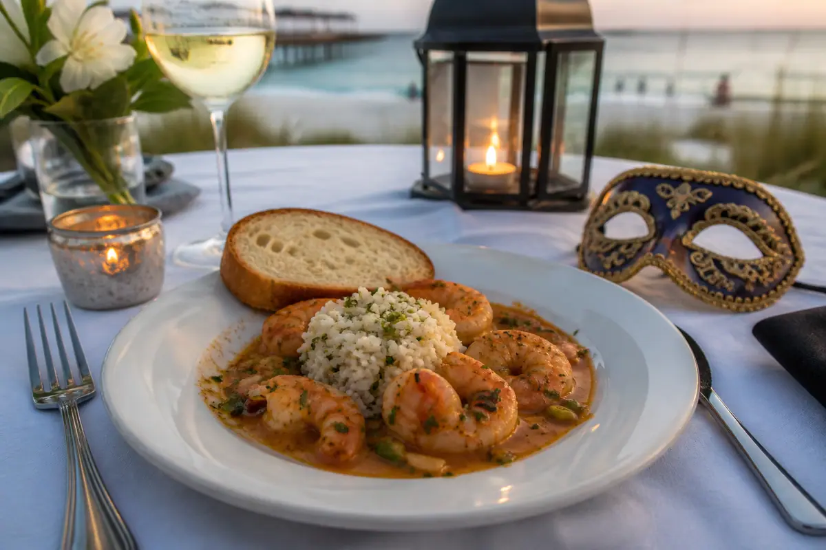 Photoreal travel-editorial view of Louisiana Lagniappe in Destin, Florida