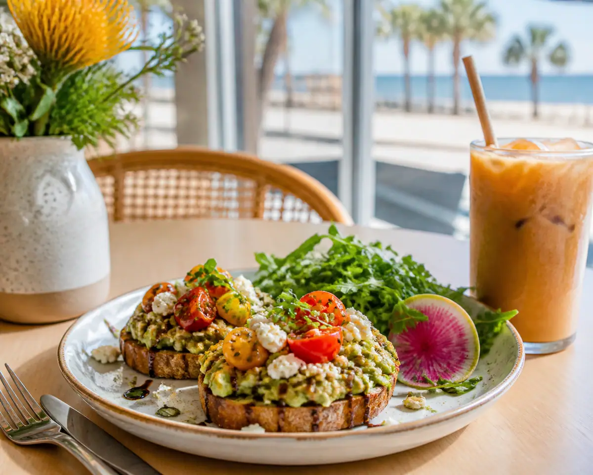 Photoreal travel-editorial view of Ruby Slipper Cafe in Destin, Florida