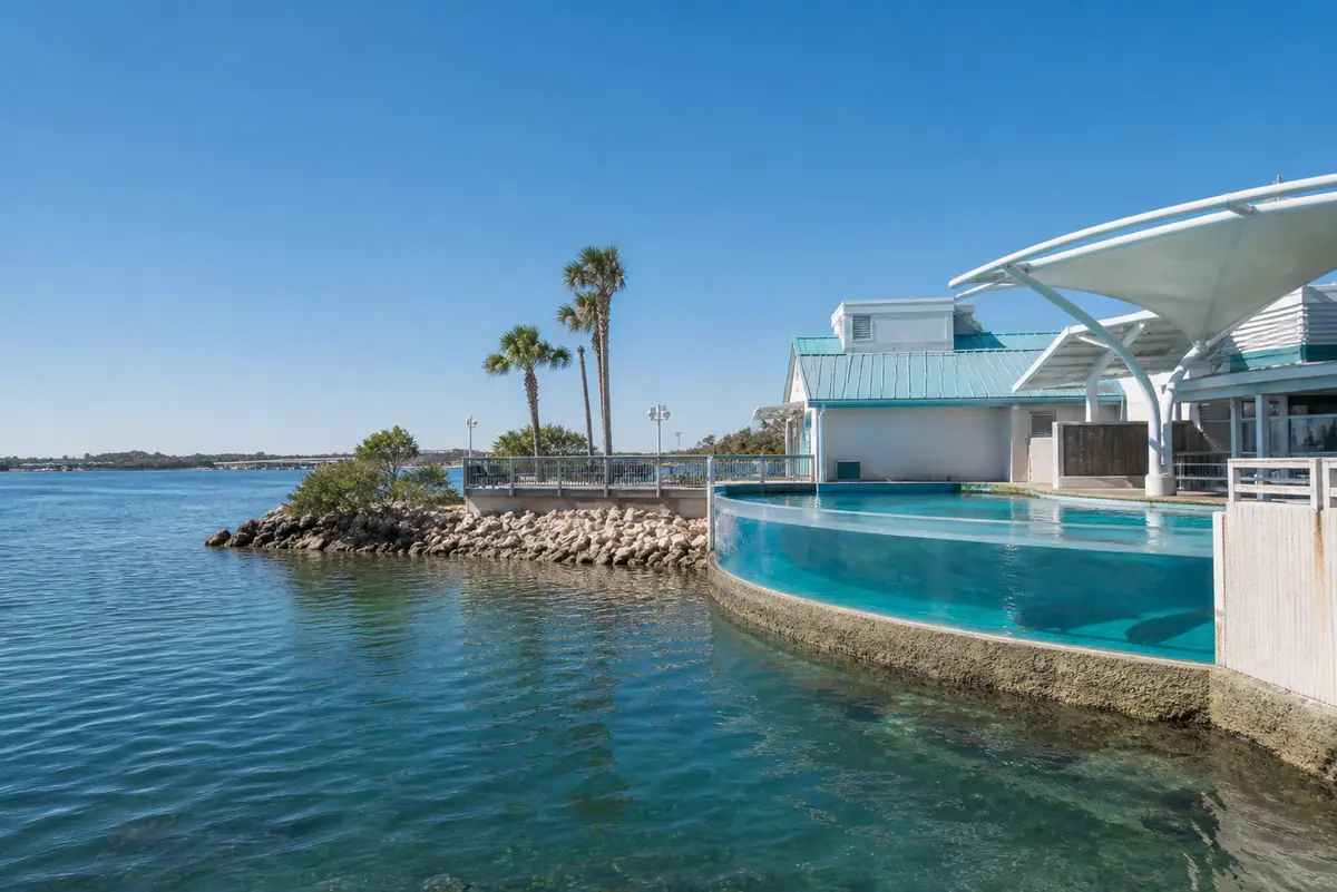 Photoreal travel-editorial view of Gulfarium Marine Adventure Park in Destin, Florida