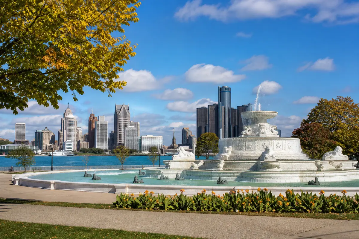 Photorealistic view of Belle Isle Park in Detroit