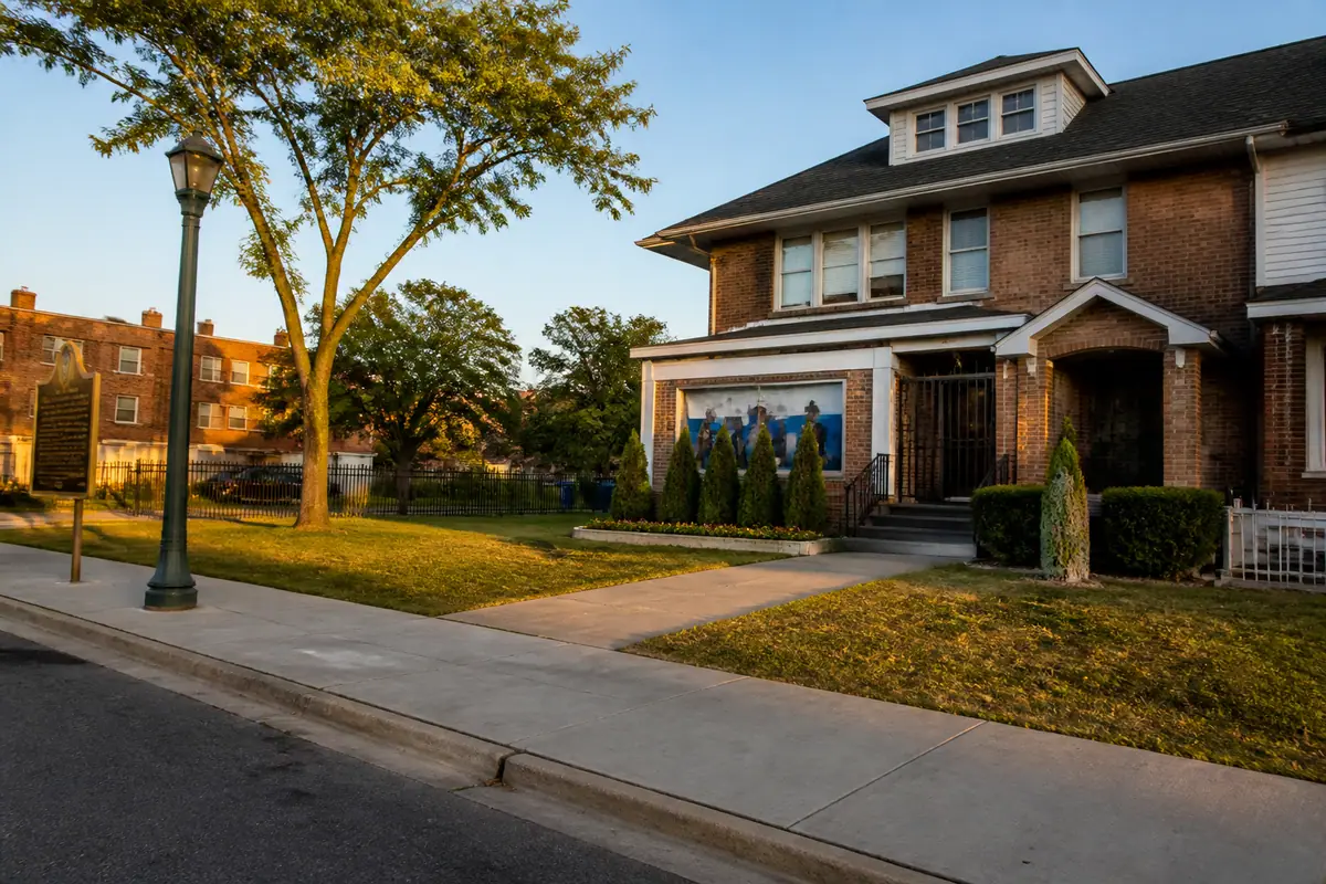 Photorealistic view of Motown Museum in Detroit