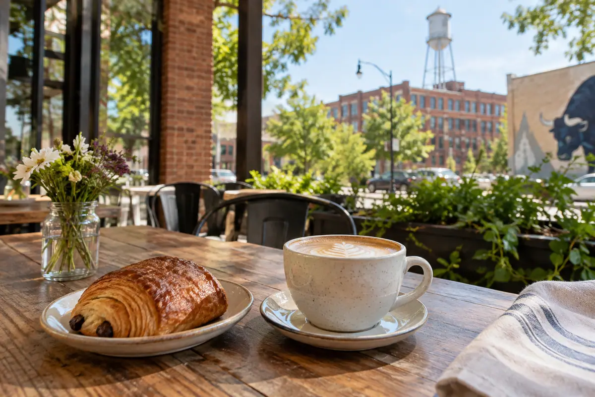 Photorealistic travel-editorial view of Bull and Bean in Durham, North Carolina