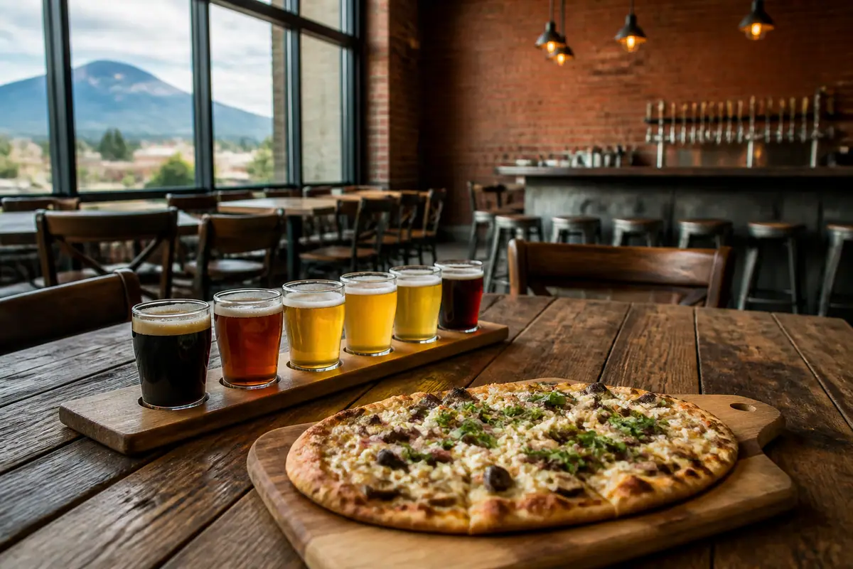 Photoreal dining scene representing Dark Sky Brewing Company in Flagstaff, Arizona
