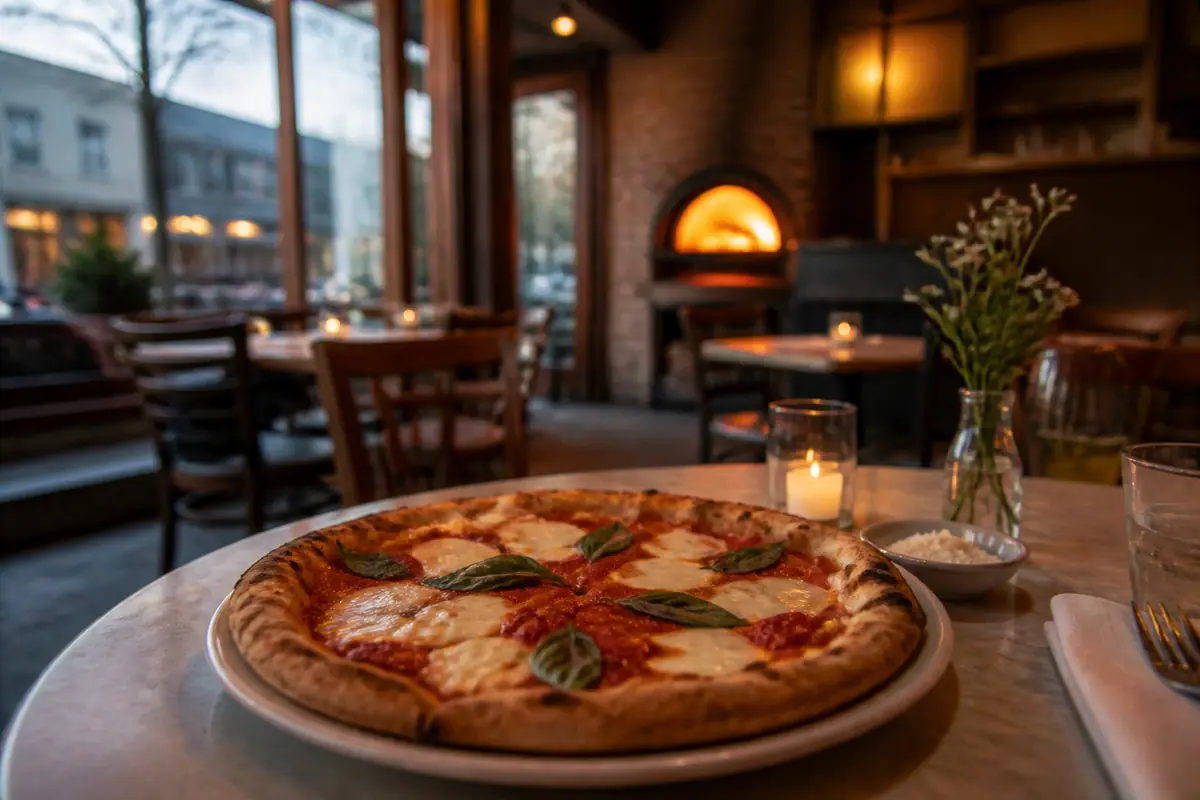 Photoreal dining scene representing Pizzicletta in Flagstaff, Arizona