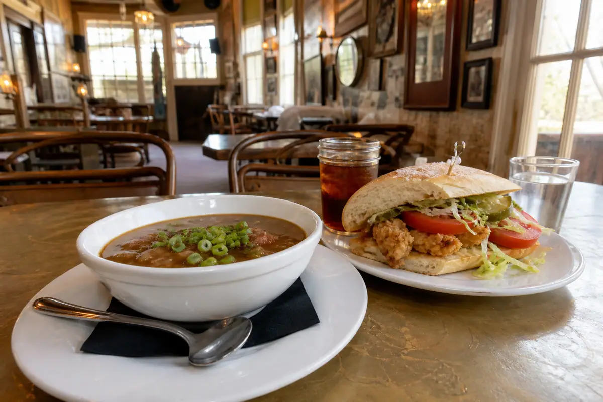 Photoreal dining scene representing Satchmo's in Flagstaff, Arizona