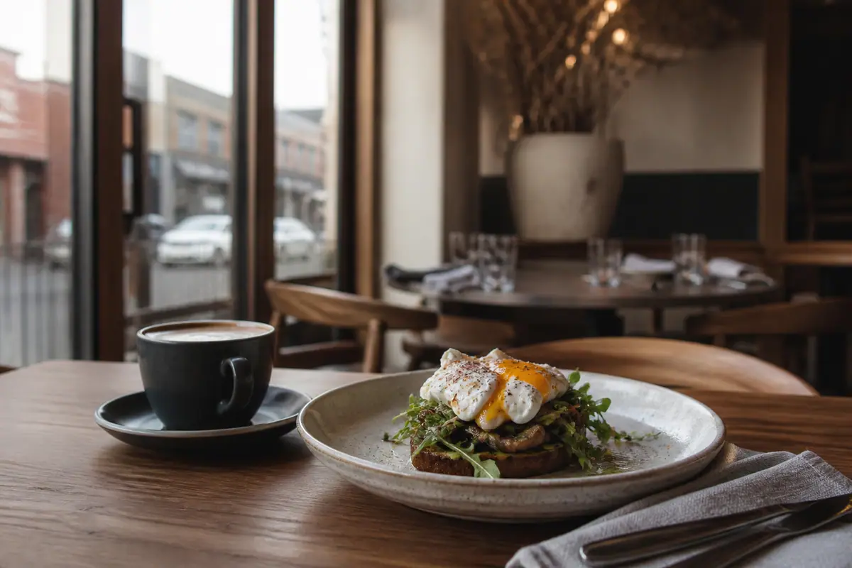 Photoreal dining scene representing Shift Kitchen + Bar in Flagstaff, Arizona