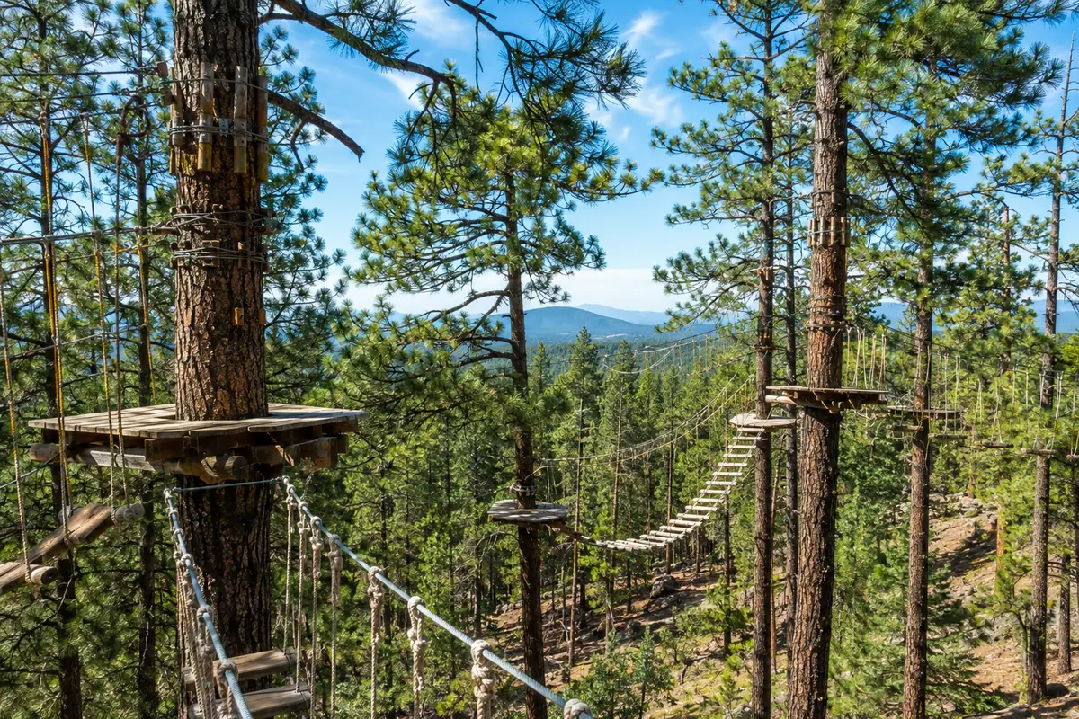 Photoreal high-ropes course among ponderosa pines at Flagstaff Extreme