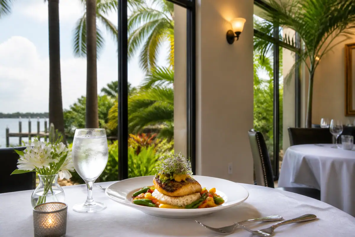 Photoreal travel-editorial view of Cristof’s on McGregor in Fort Myers, Florida