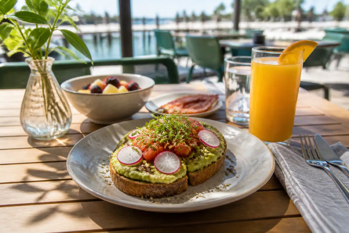 Photoreal travel-editorial view of First Watch Fort Myers in Fort Myers, Florida