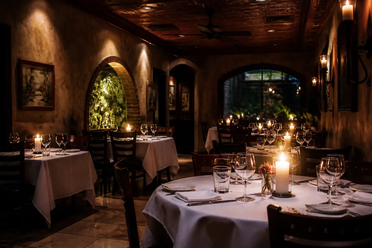 Photoreal travel-editorial view of Osteria Celli in Fort Myers, Florida