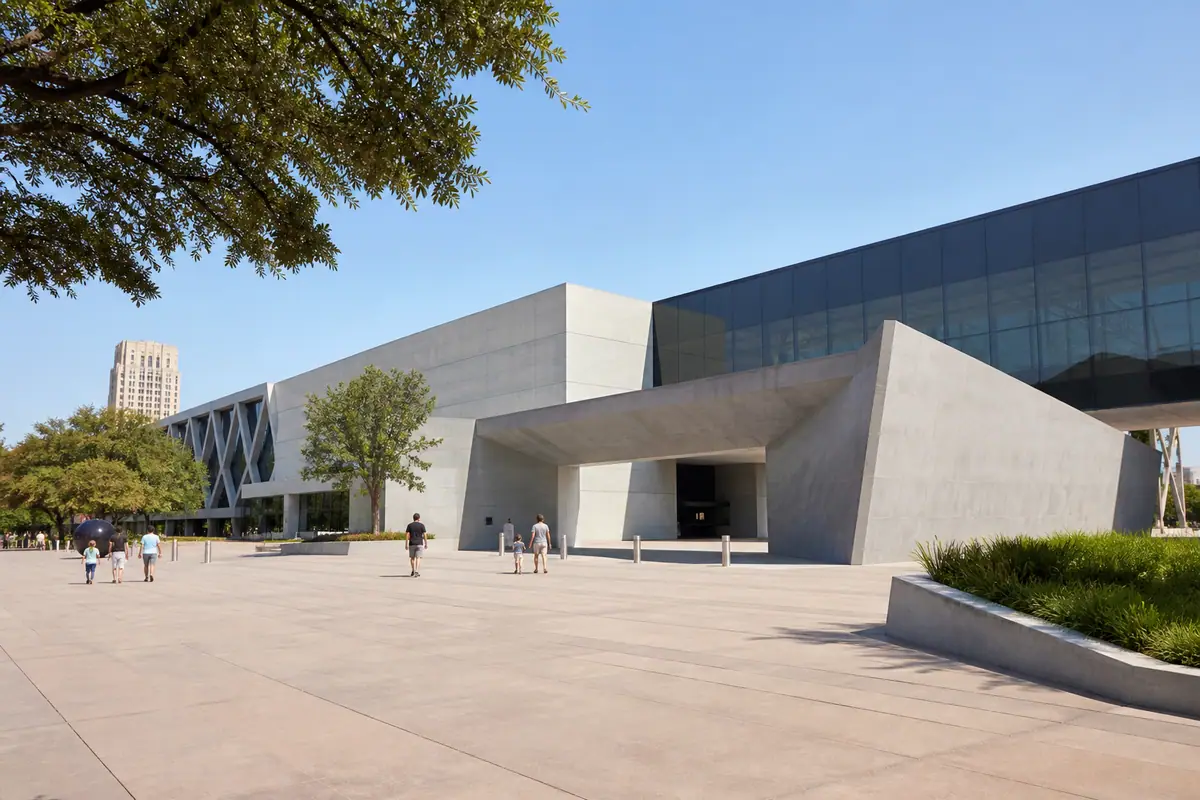 Photoreal editorial view of Fort Worth Museum of Science and History in Fort Worth, Texas