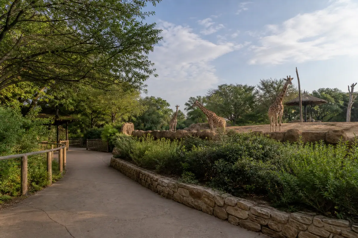 Photoreal editorial view of Fort Worth Zoo in Fort Worth, Texas