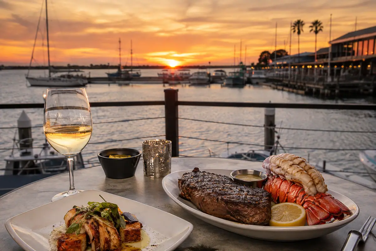 Photoreal travel-editorial view of Gaido's in Galveston, Texas