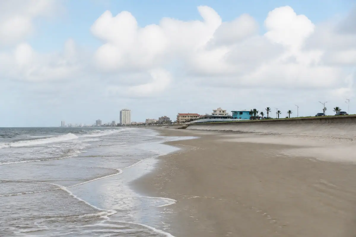 Photoreal travel-editorial view of Galveston Railroad Museum in Galveston, Texas