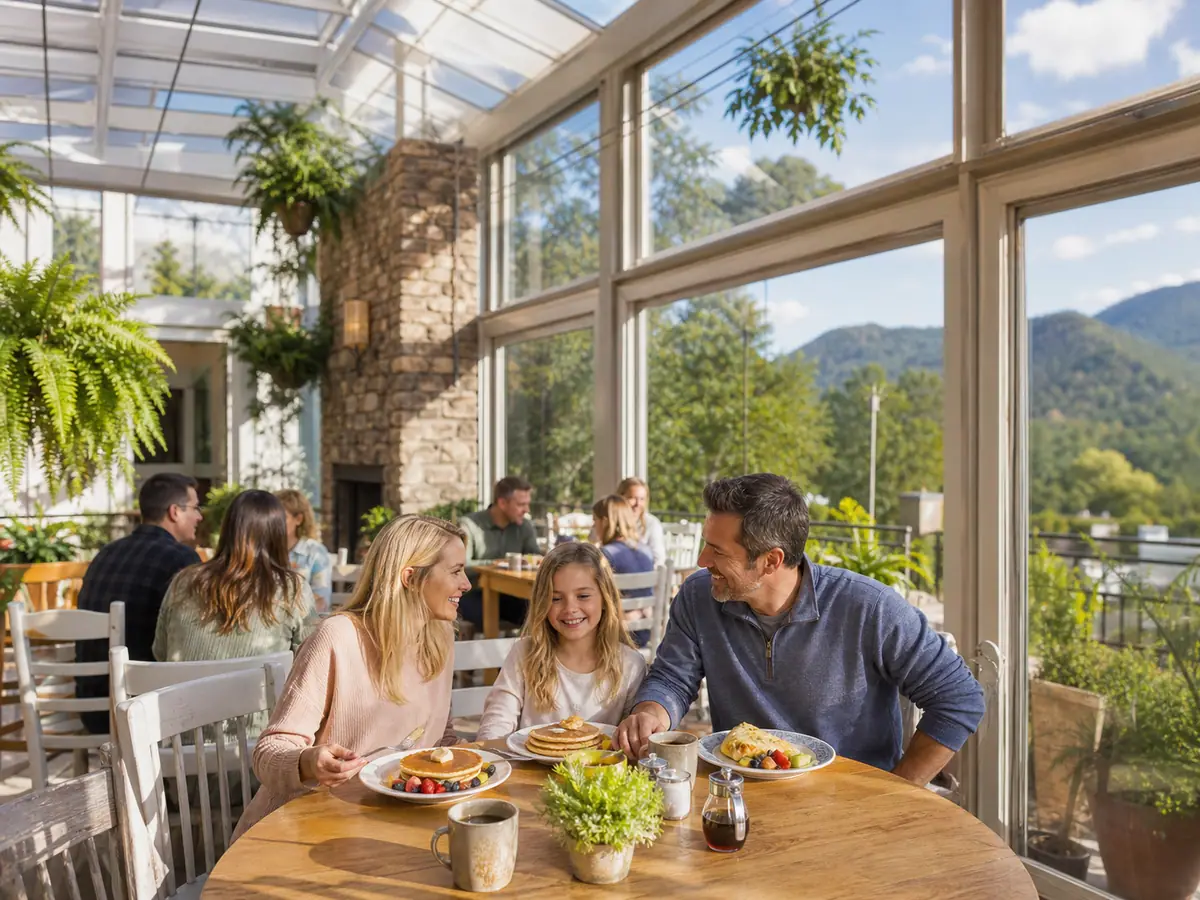 Photoreal dining or food scene representing Atrium Pancakes in Gatlinburg