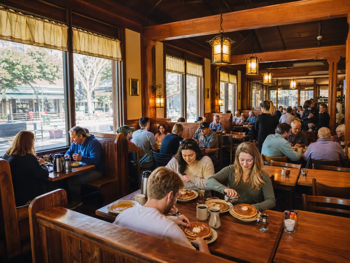 Photoreal dining or food scene representing Pancake Pantry in Gatlinburg