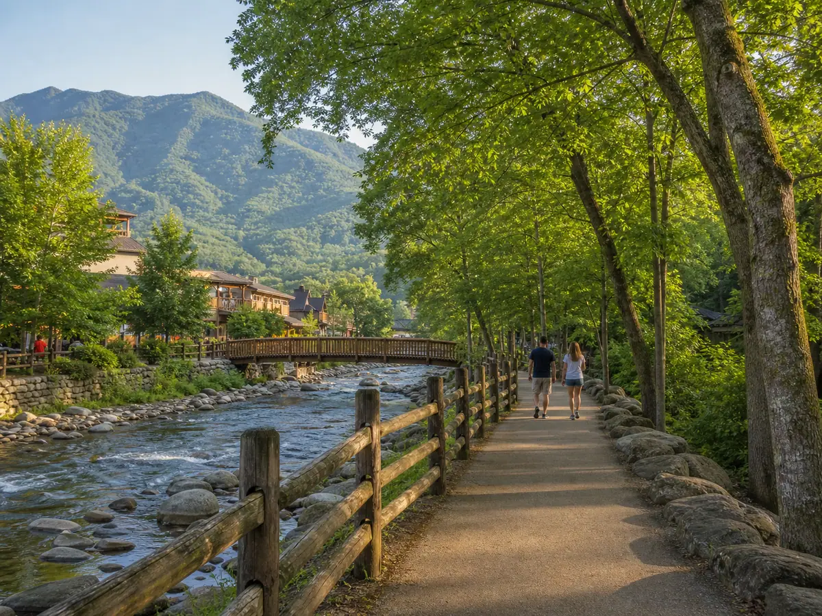 Photoreal Gatlinburg Trail creekside walking scene