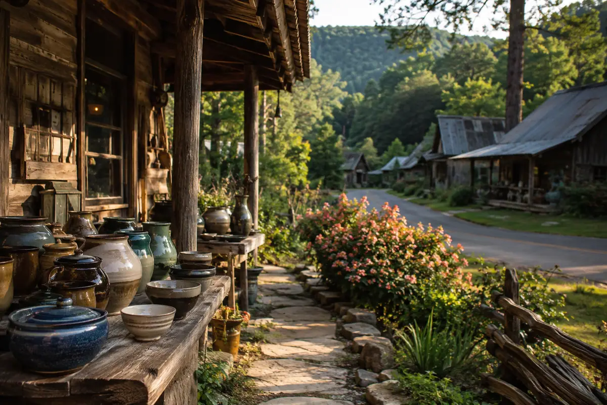 Photoreal Appalachian artisan studio in Gatlinburg Arts and Crafts Community