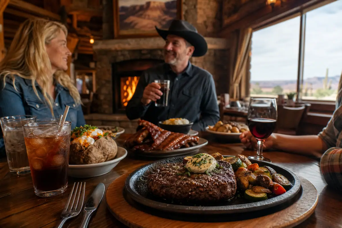 Photoreal dining or food scene representing Big E Steakhouse & Saloon near Grand Canyon