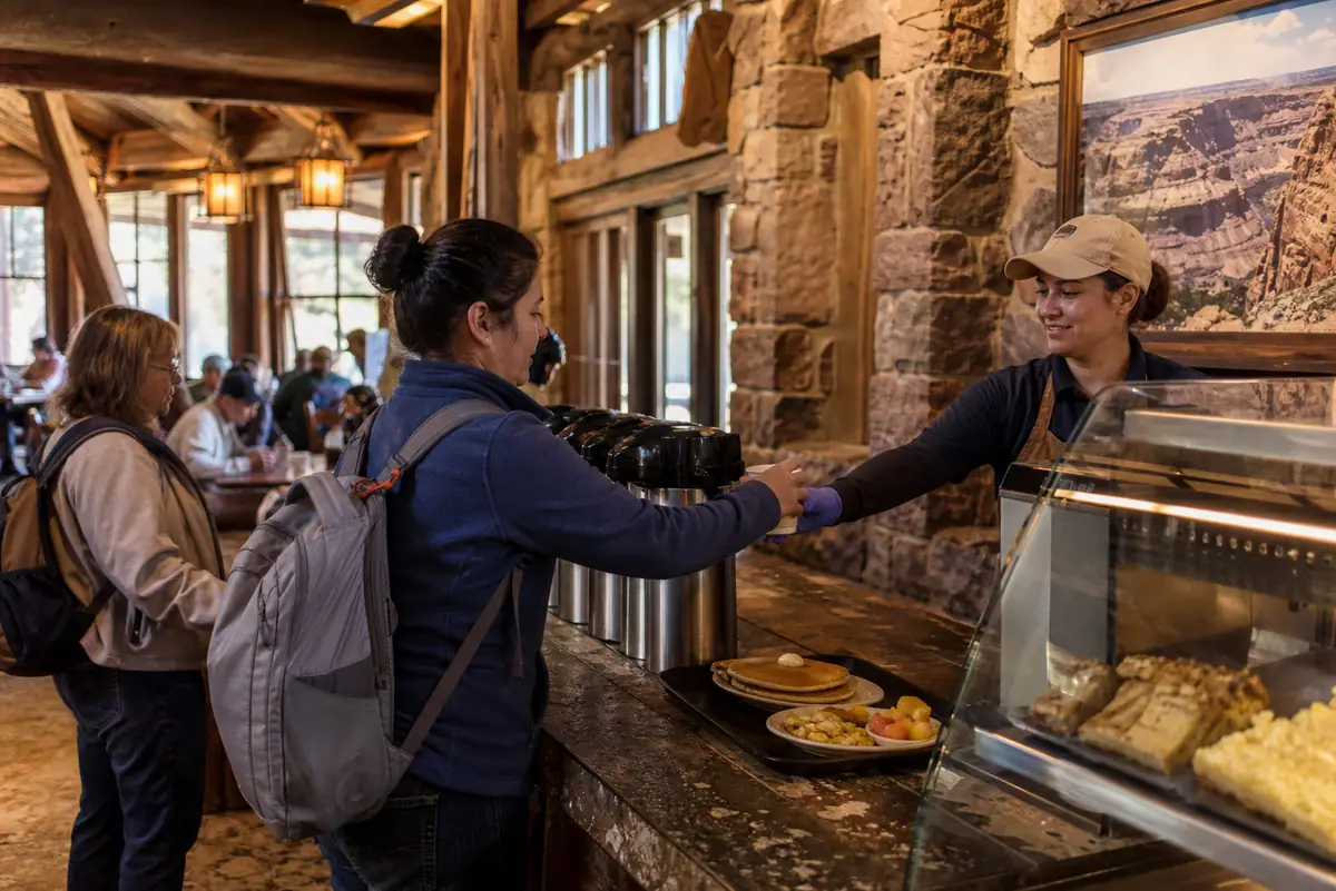 Photoreal dining or food scene representing Bright Angel Fountain at Grand Canyon Village