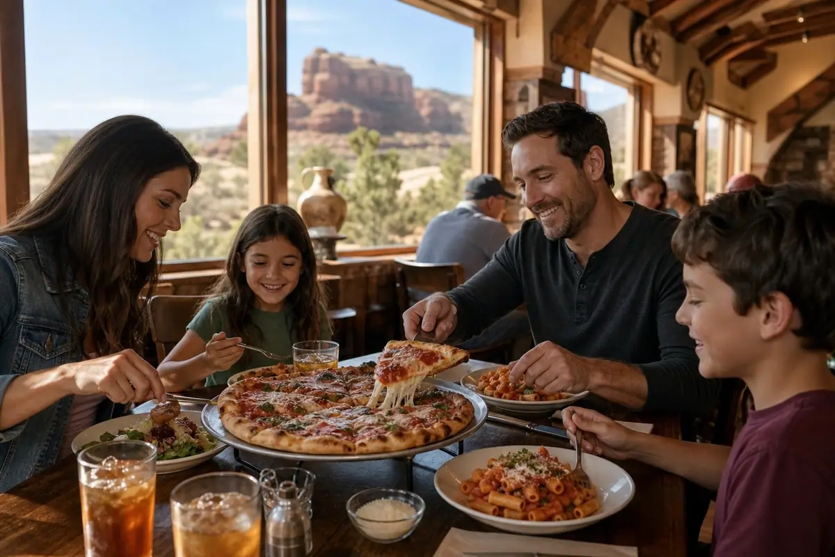 Photoreal dining or food scene representing We Cook Pizza & Pasta near Grand Canyon
