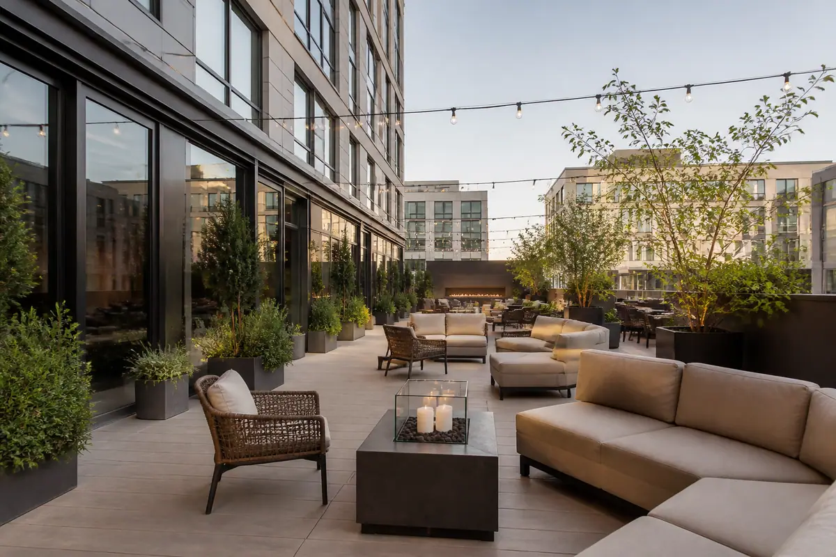 Photoreal exterior or lobby view of AC Hotel Greenville in Greenville