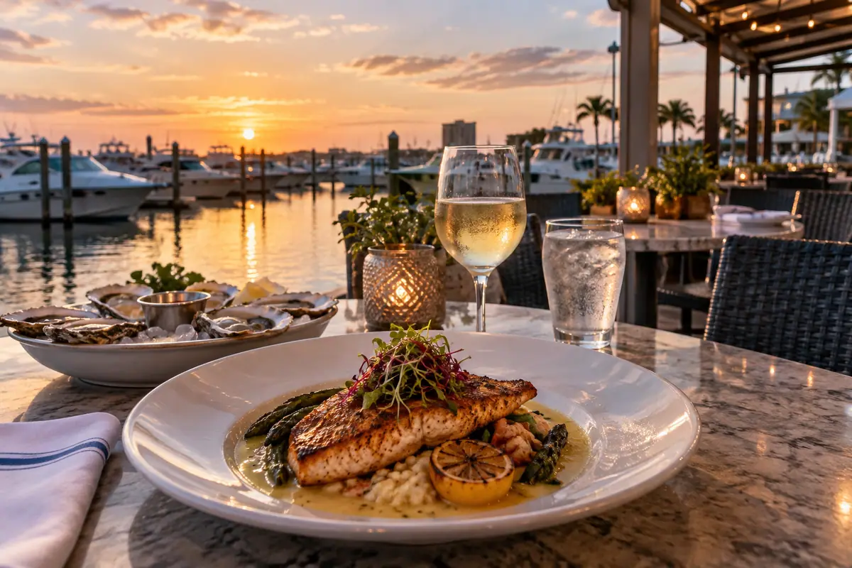 Photoreal travel-editorial view of Cobalt The Restaurant in Gulf Shores, Alabama