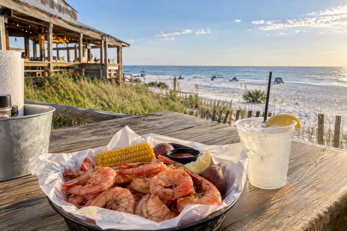 Photoreal travel-editorial view of Sea-N-Suds in Gulf Shores, Alabama