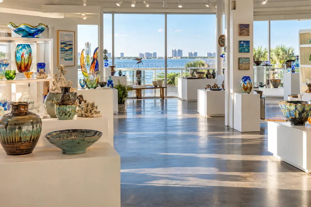 Photoreal travel-editorial view of Coastal Arts Center of Orange Beach in Gulf Shores, Alabama