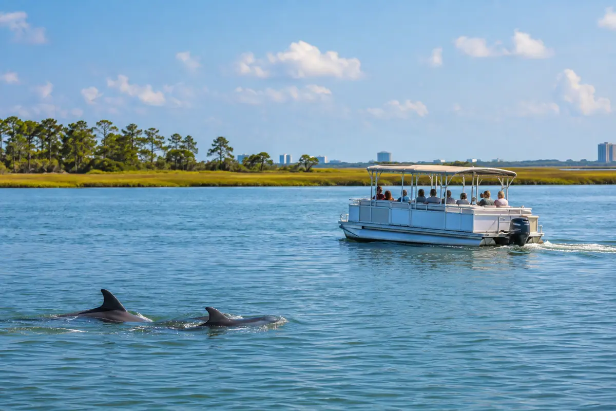 Photoreal travel-editorial view of Dolphin and Nature Cruise in Gulf Shores, Alabama