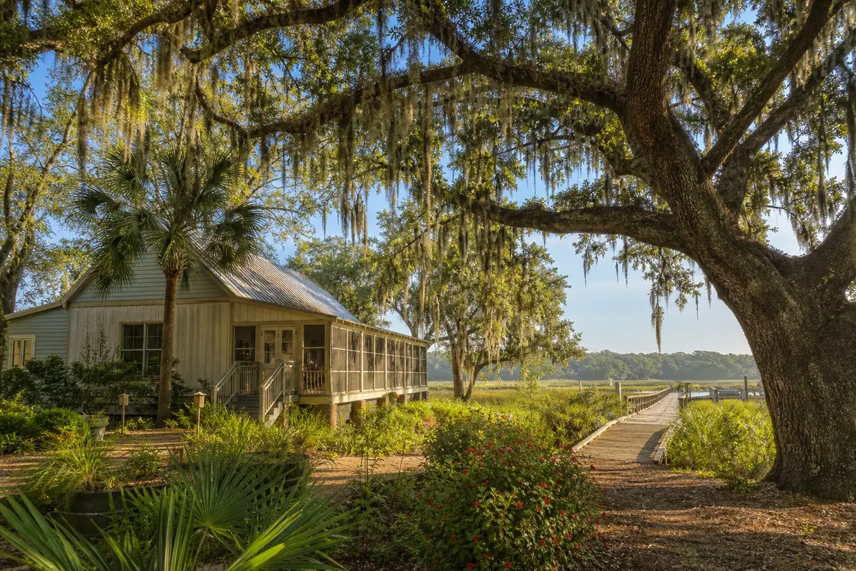 Photoreal travel-editorial view of Coastal Discovery Museum on Hilton Head Island, South Carolina