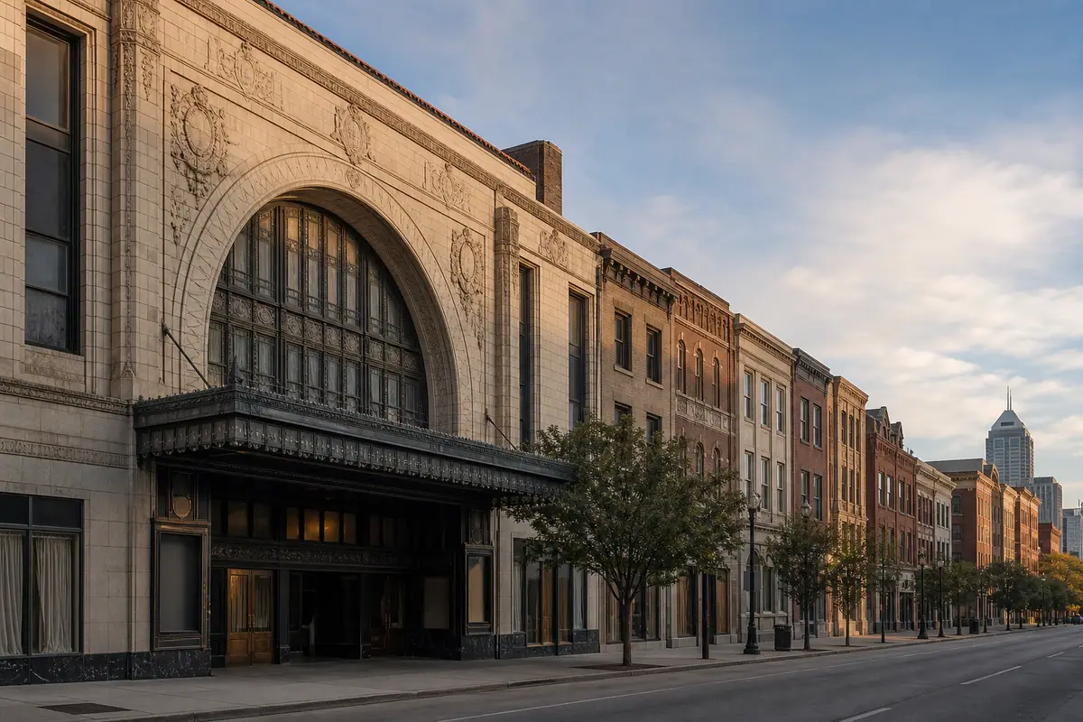 Photoreal view of Madam Walker Legacy Center and Indiana Avenue in Indianapolis