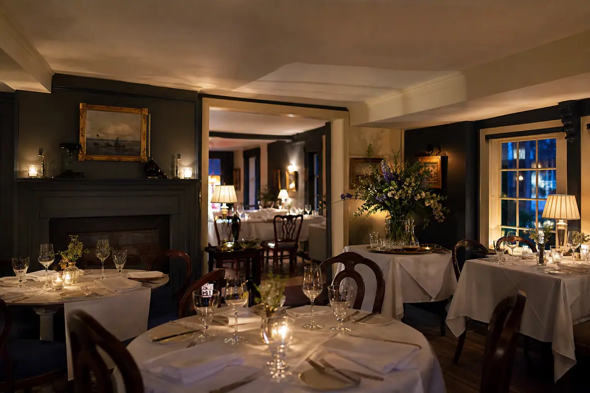 Photorealistic travel-editorial view of The Blue Lion in Jackson, Wyoming