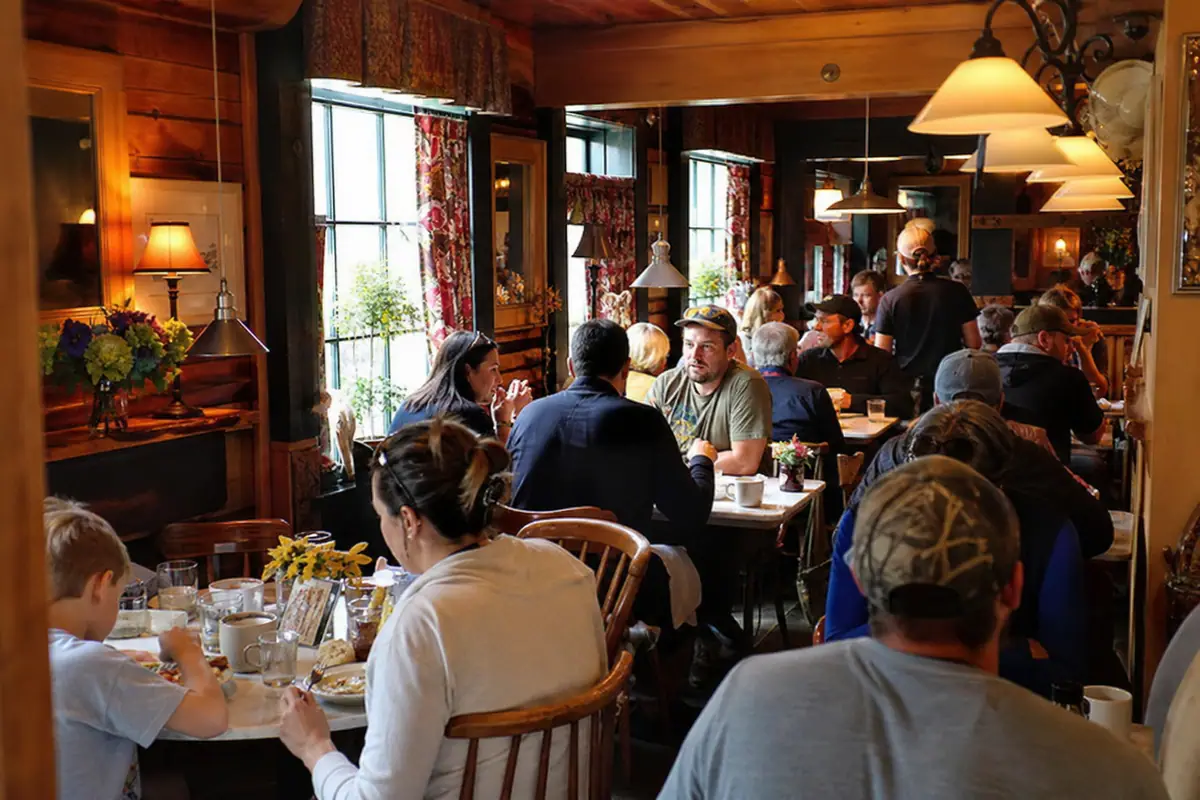 Photorealistic travel-editorial view of The Bunnery Bakery & Restaurant in Jackson, Wyoming