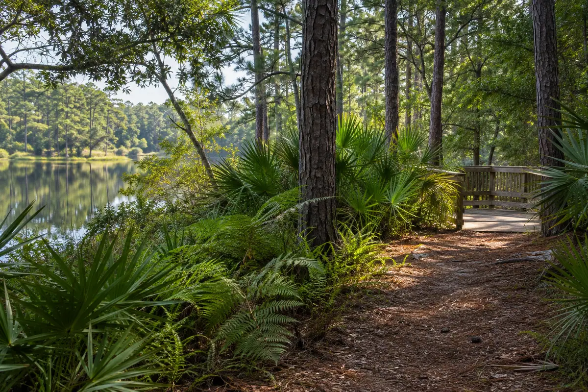 Photoreal travel-editorial view of Jacksonville Arboretum & Botanical Gardens in Jacksonville, Florida