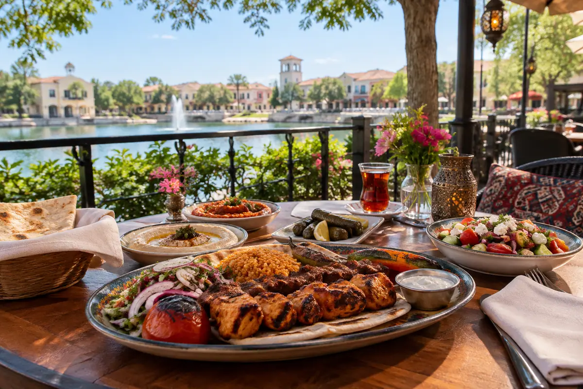 Photoreal travel-editorial view of Bosphorous Turkish Cuisine in Kissimmee, Florida